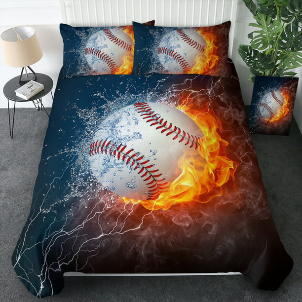 Homebed 3D Sports Baseball Bedding Set for Teen Boys,Duvet Cover Sets with Pillowcases,Full Size,3PCS,1 Duvet Cover+2 Pillow Shams 